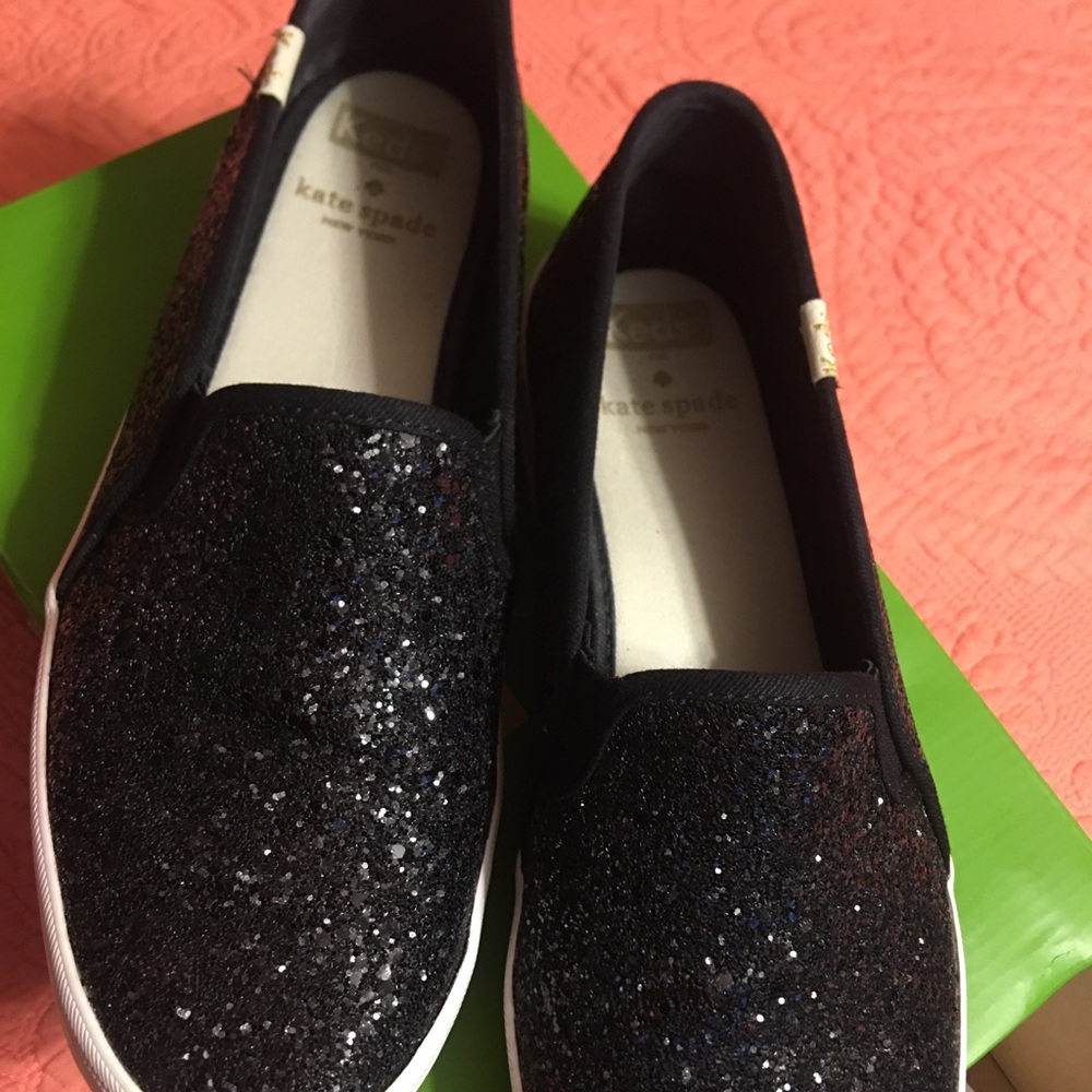 Kate Spade black glitter Keds